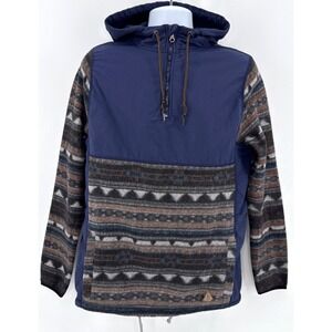 Dravus 1/4 Zip Hoodie Men's Small Aztec Fleece Blue Outdoor Pullover